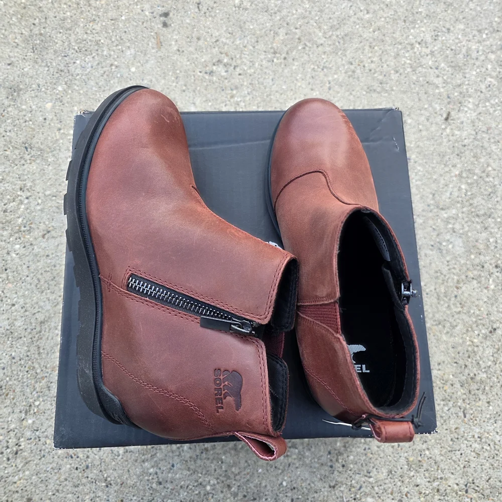 Sorel  Chestnut Leather Ankle Boots Women Size 9